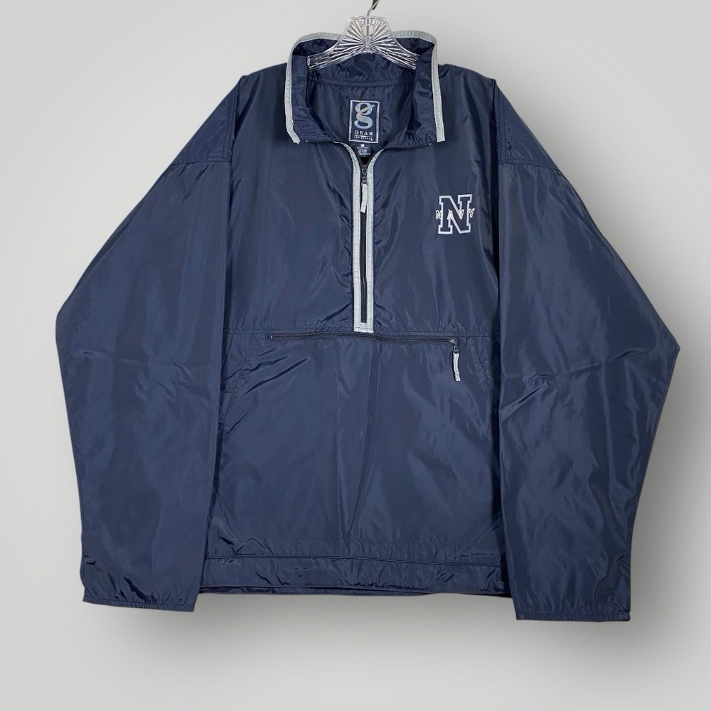 Gear for Sports US‎ Navy 1/4 Zip Up Windbreaker Mens Large EUC